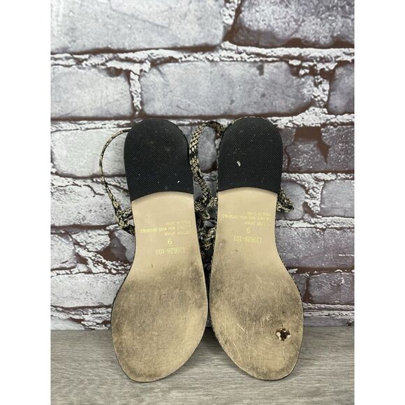 Collin Stuart Ivory Leather Snake Skin Print Strap Sandals Women’s Sz 9M US/40EU - Picture 15 of 16